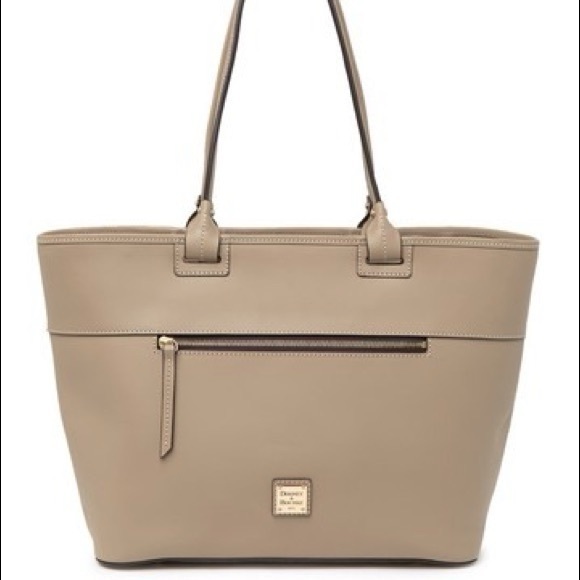 Dooney & Bourke Taupe Beacon Zip Tote Shoulder Work Bag office professional